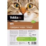 Yokka Cat MIX Полнорационный сухой корм для взрослых кошек ГОВЯДИНА + РЫБА + ПТИЦА, 12 кг
